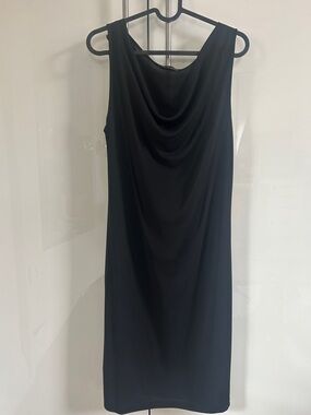 Black Sleeveless Cowl Neck Midi Dress